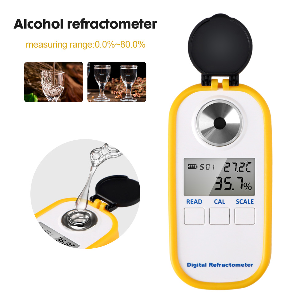 Wine Beer Spirits - Digital Alcohol Refractometer 0-80% High Accuracy