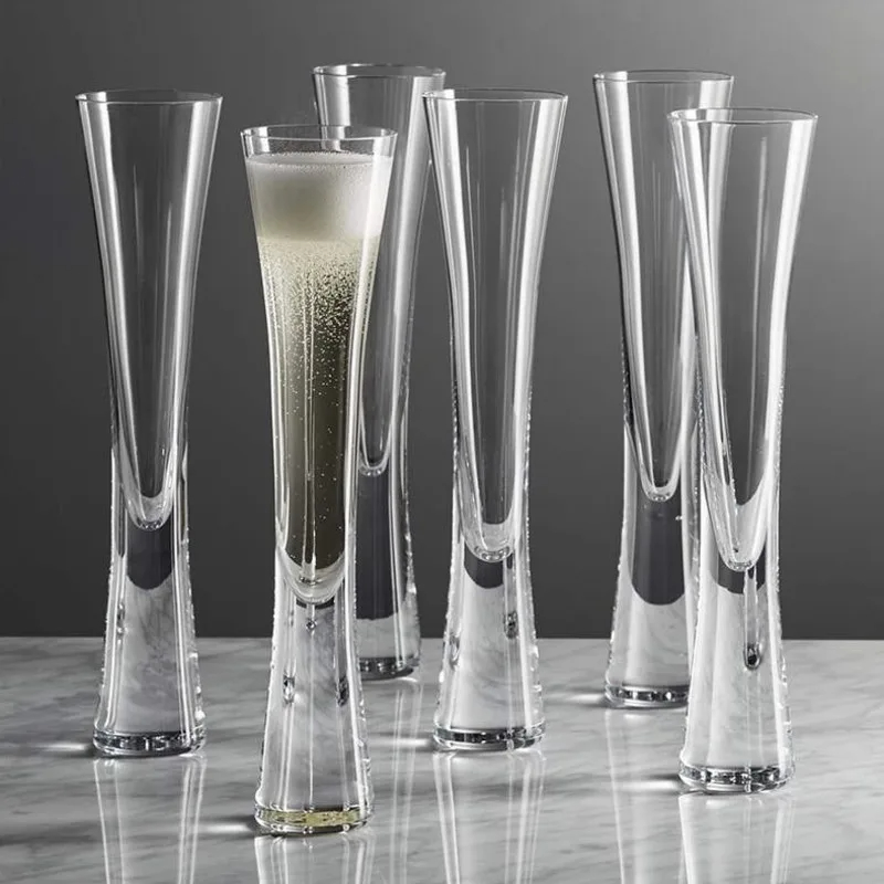 Champagne Flute Pair - Ereganto Champagne Glasses Glitter Flutes Clear