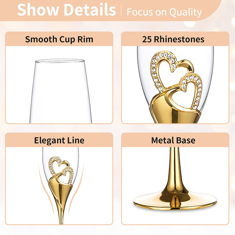 200ml Red Wine Glasses Crystal - Champagne Flute Pair review and price