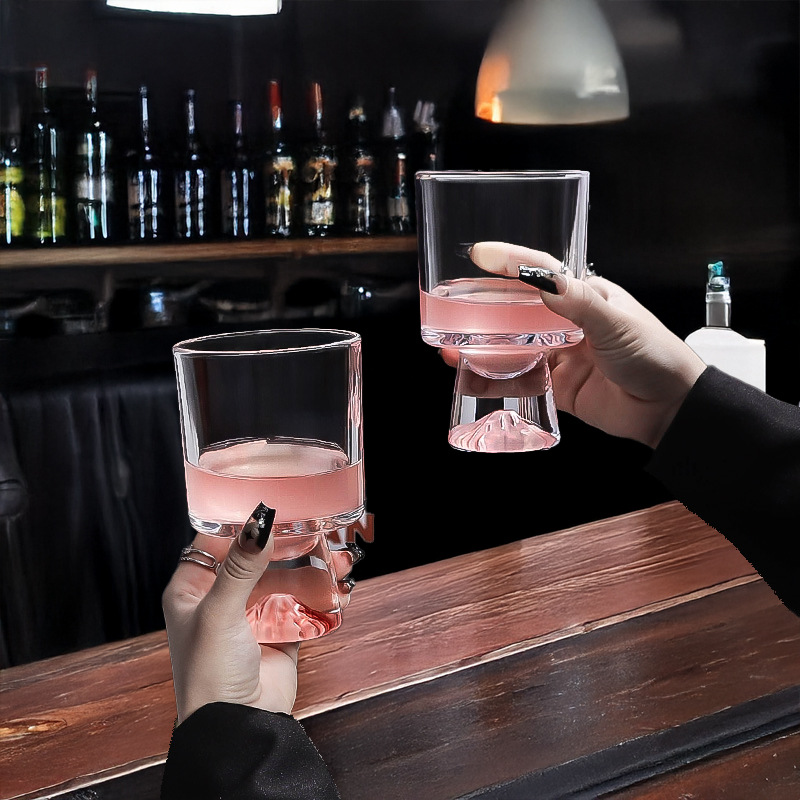 Pink Mountain Glass Cup, High- - Wine Beer Foot review and price