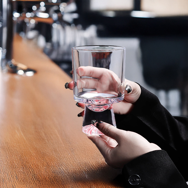 Pink Mountain Glass Cup, High- - Wine Beer Foot review and price
