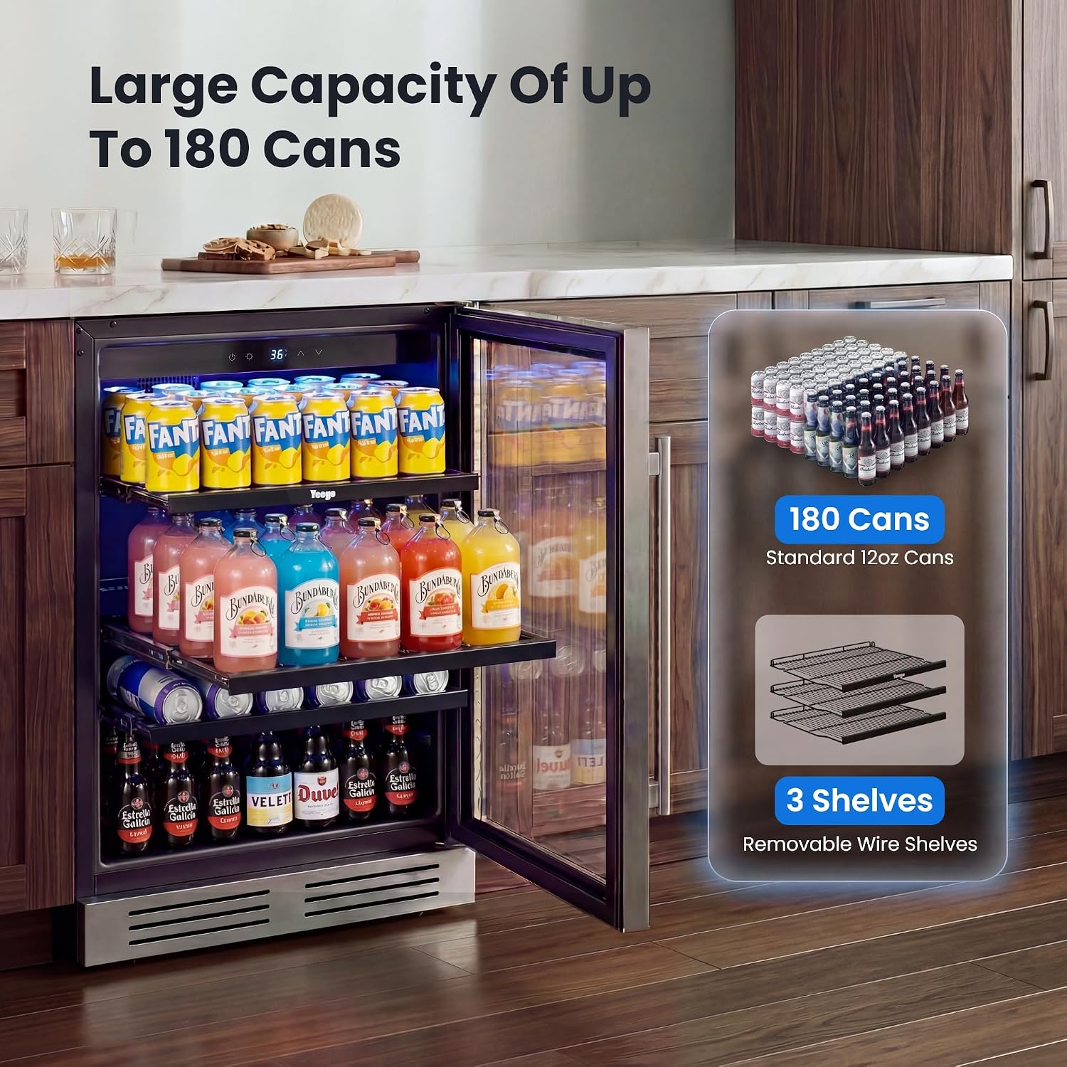 24 Inch Beverage Cooler Fridge - Wine And Beer Undercounter Fridge review and price