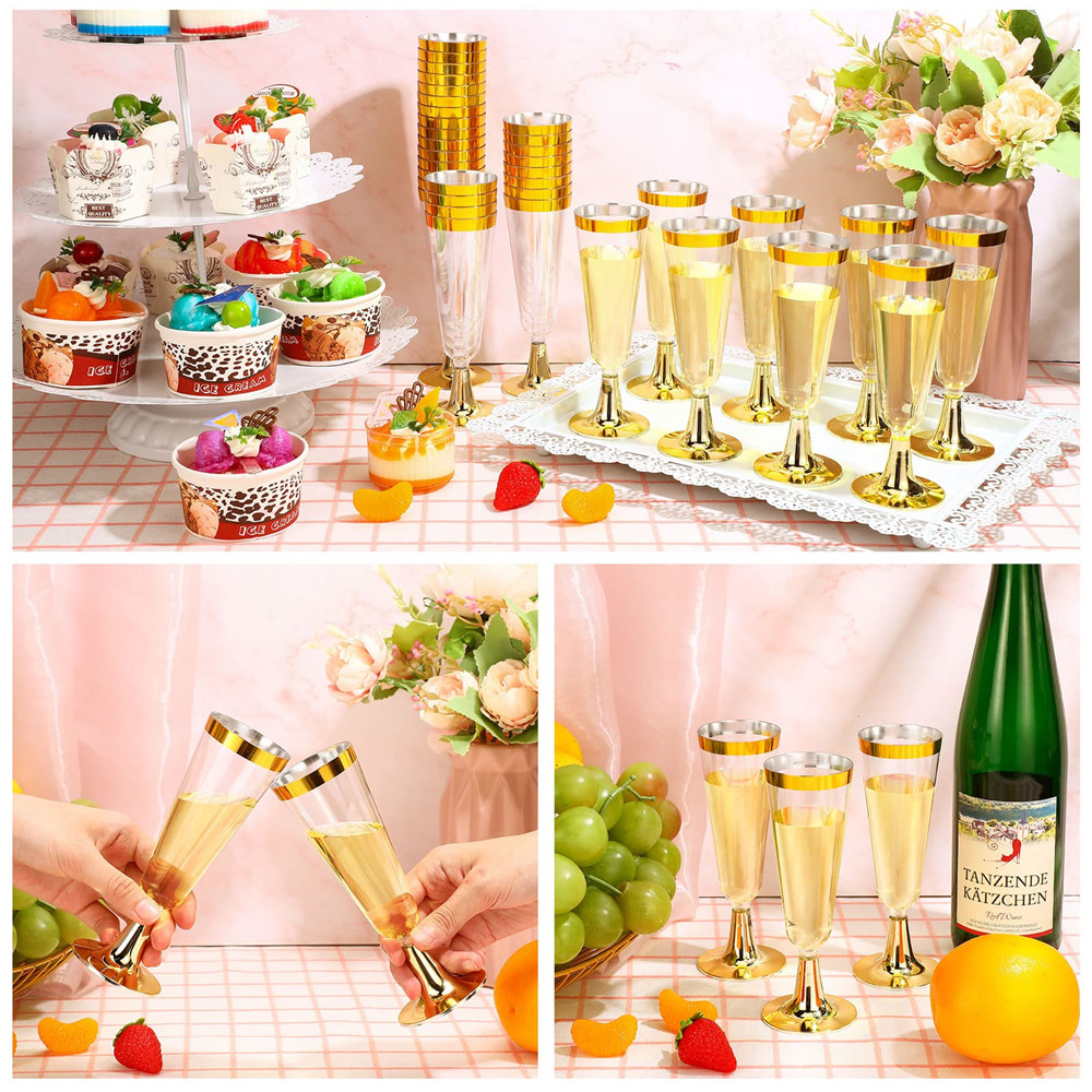 50pcs 5OZ Disposable Wine Cup  - Champagne Flute Pair review and price