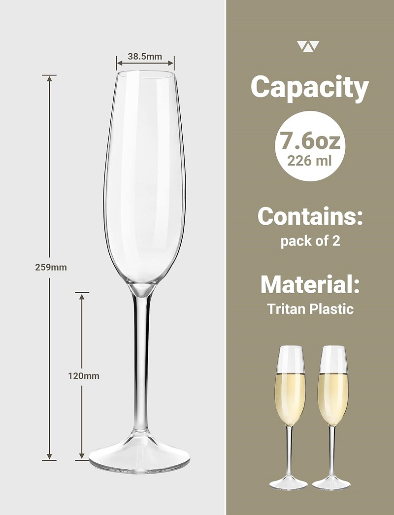 MICHLEY 2/4 pcs Unbreakable Ch - Champagne Flute Pair review and price